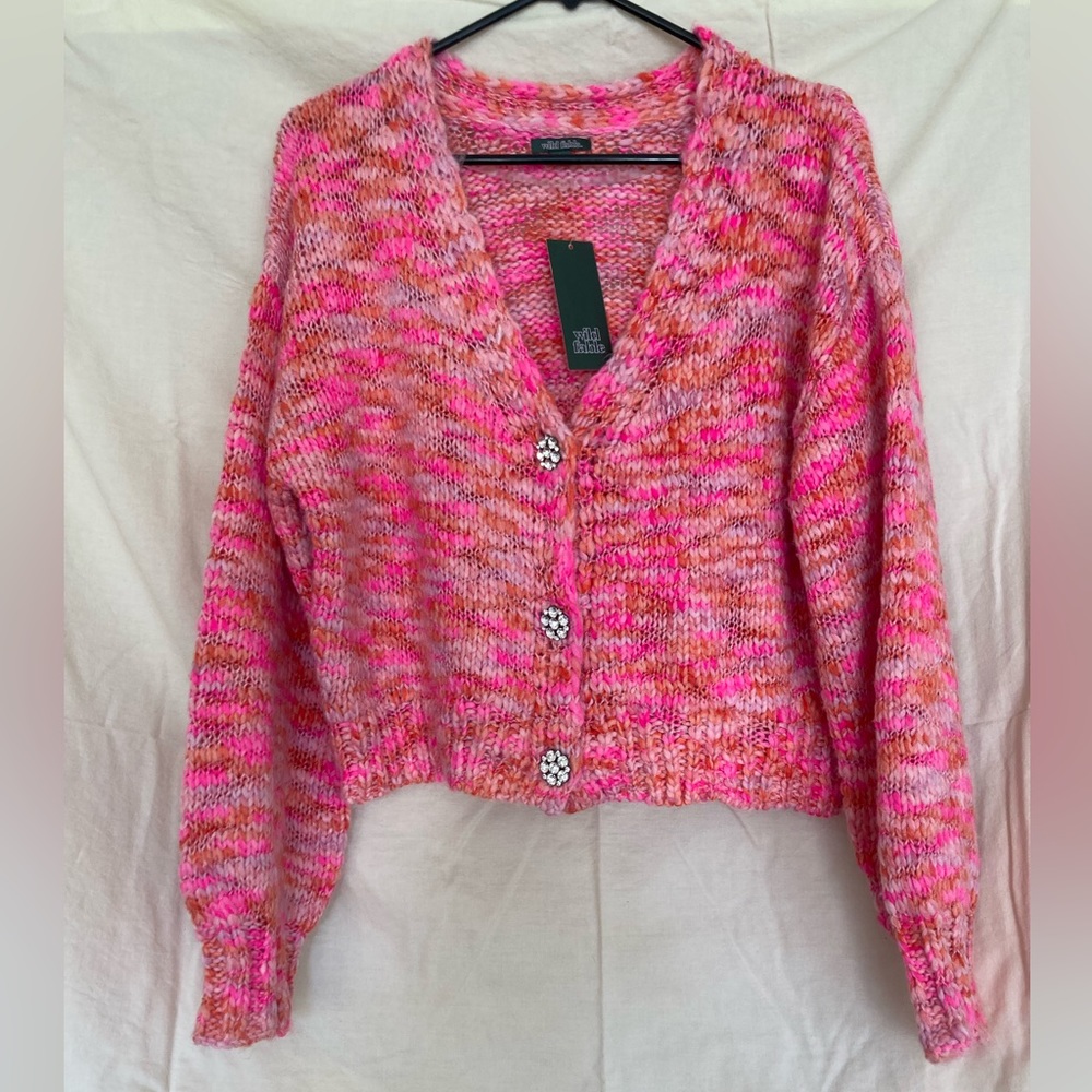 NWT Wild Fable pink cropped cardigan sweater size Large
